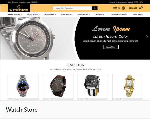 WaaS Template for a Watch Store